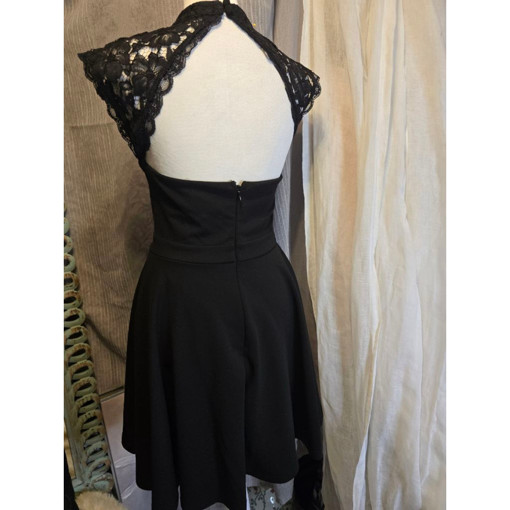 JUN & IVY Little Black Dress Black Lace WhimsyGoth Mini Dress XS - Picture 4 of 9